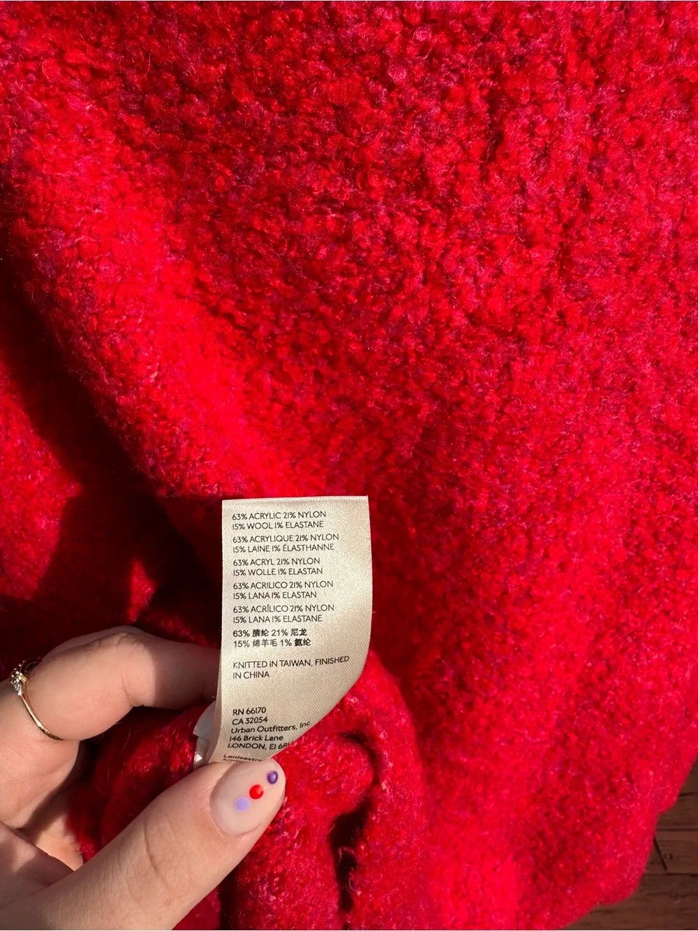 Free People Moria Slouchy Bouclé Sweater Oversized Red & Pink